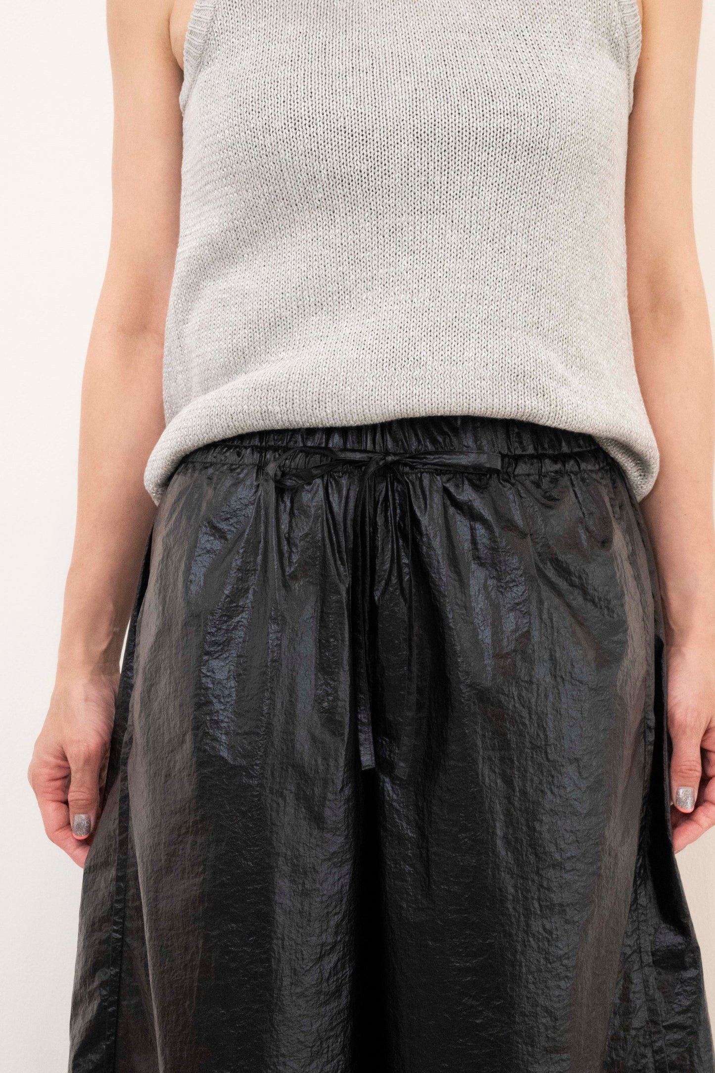 METALLIC TAFFETA PANTS