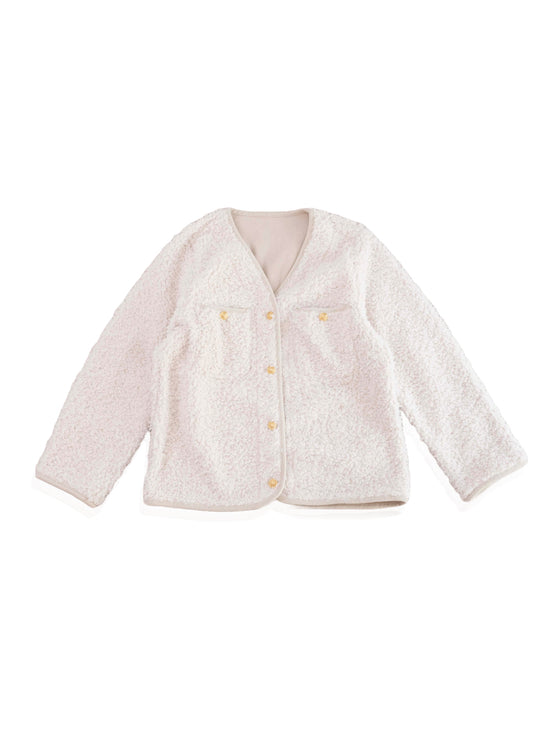 FAUX MOUTON COLLARLESS JACKET