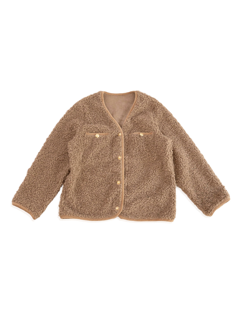 FAUX MOUTON COLLARLESS JACKET
