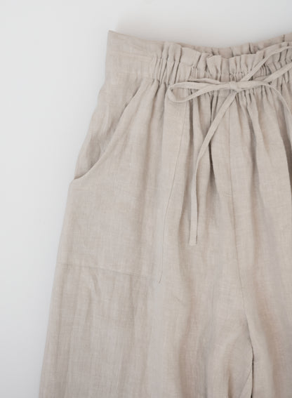 French linen wide pants