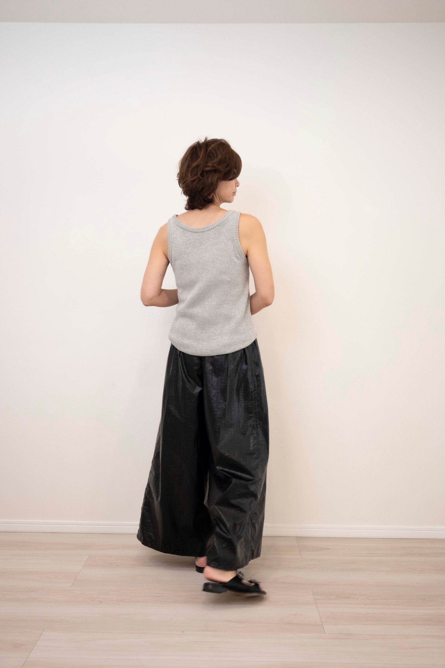 METALLIC TAFFETA PANTS