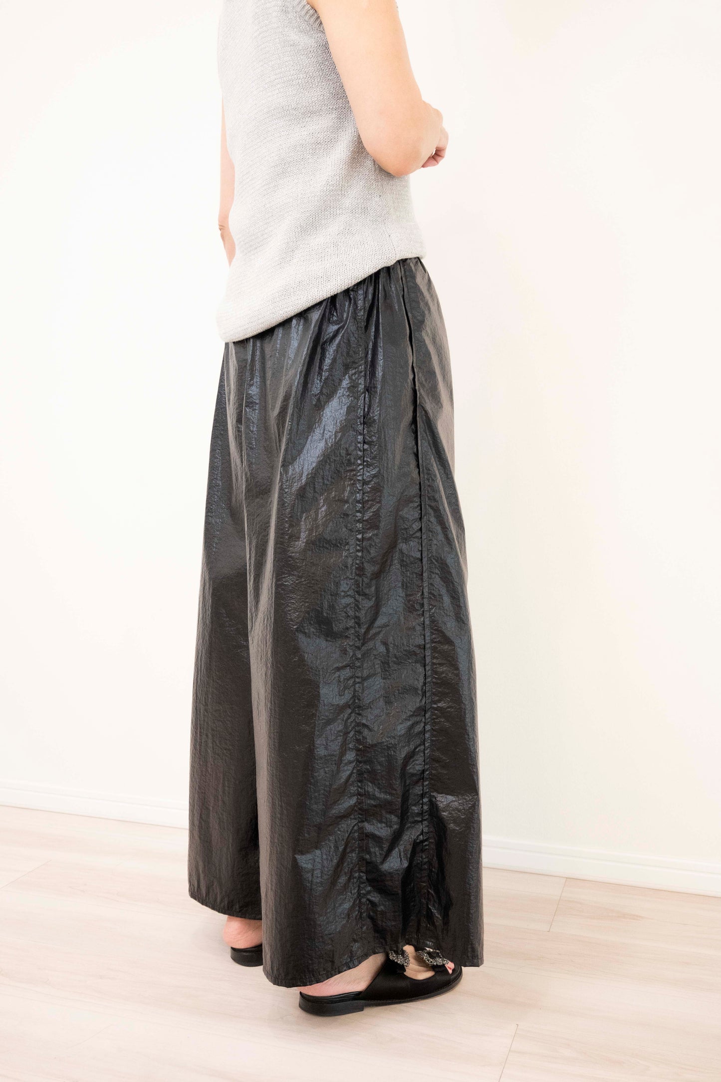 METALLIC TAFFETA PANTS