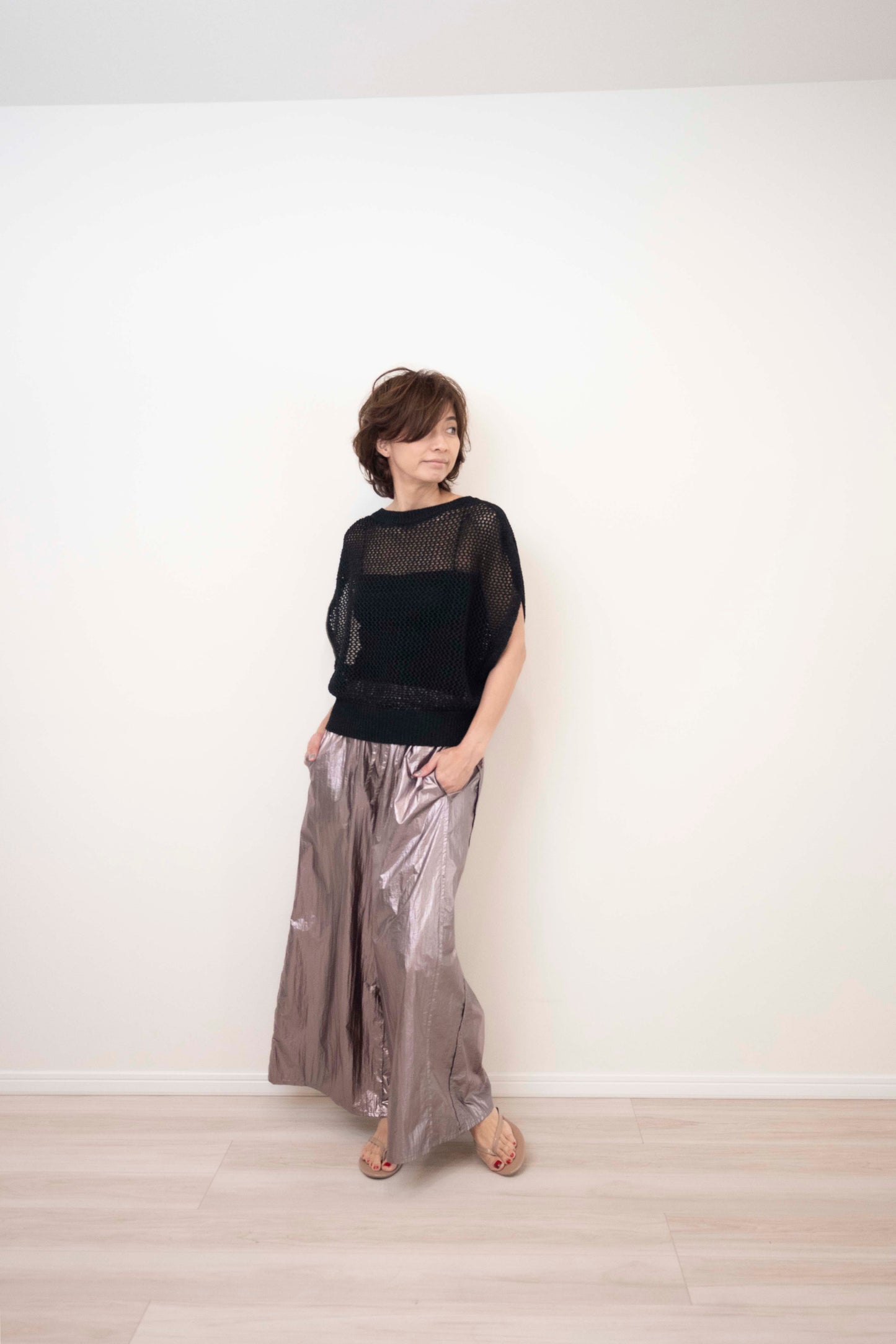 METALLIC TAFFETA PANTS