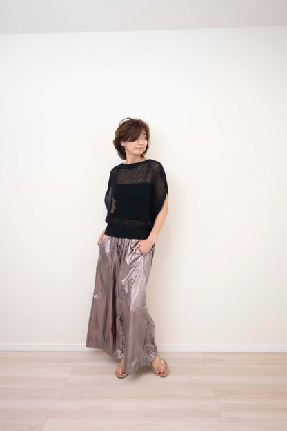 METALLIC TAFFETA PANTS