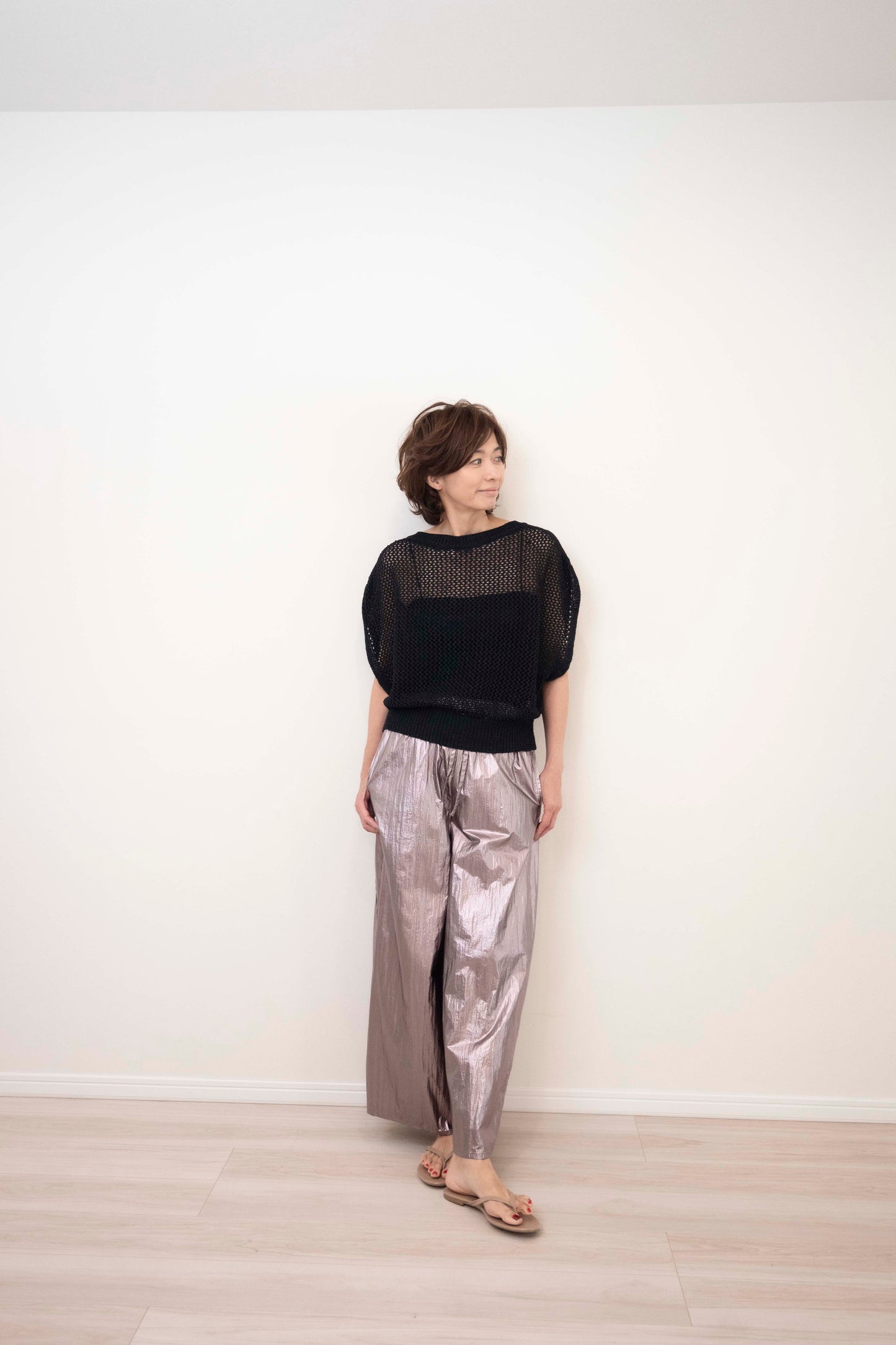 METALLIC TAFFETA PANTS