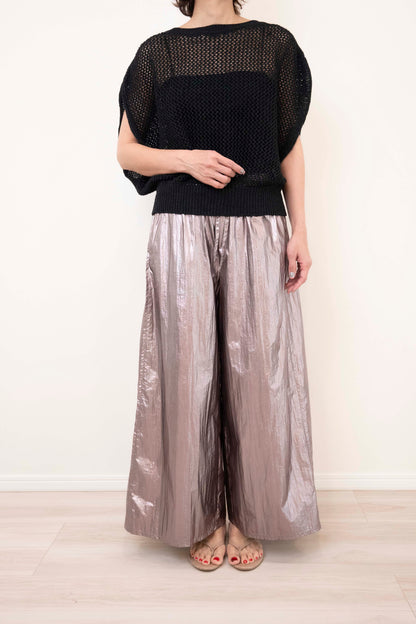 METALLIC TAFFETA PANTS