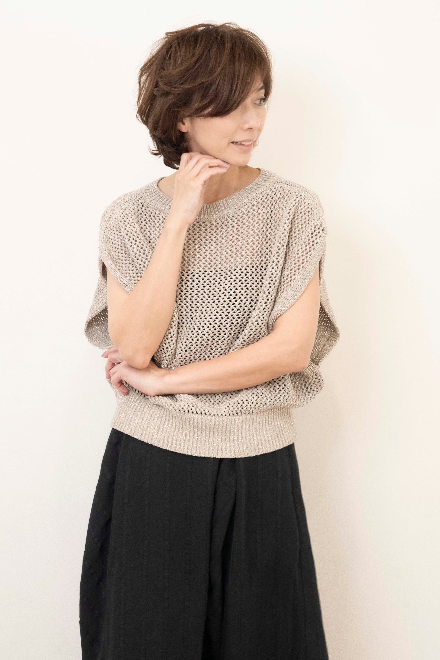 Washi-blend 2way glitter knit