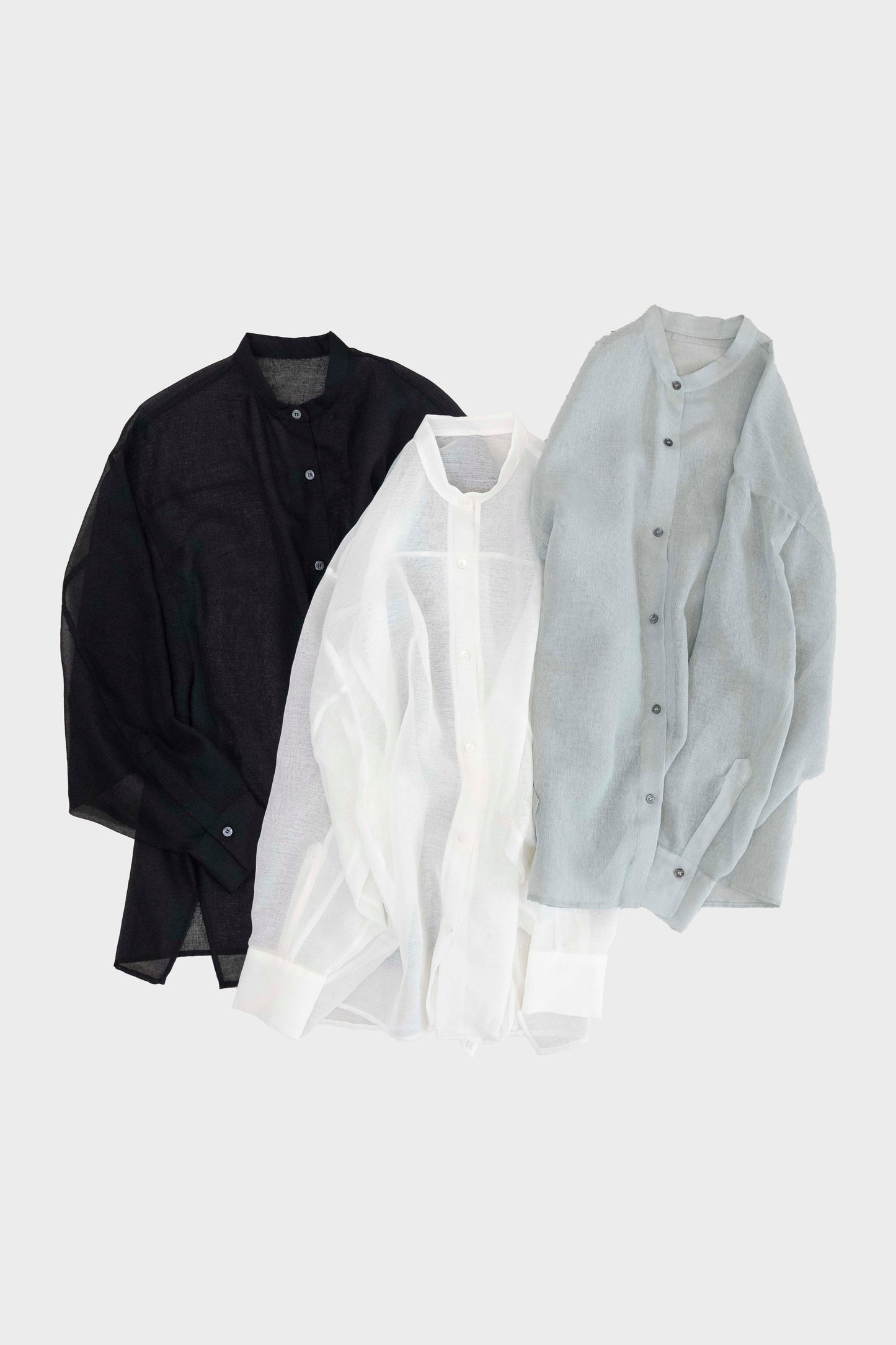 Airy band collar shirts