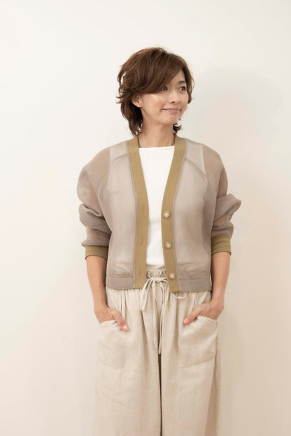 W-Face mesh cardigan