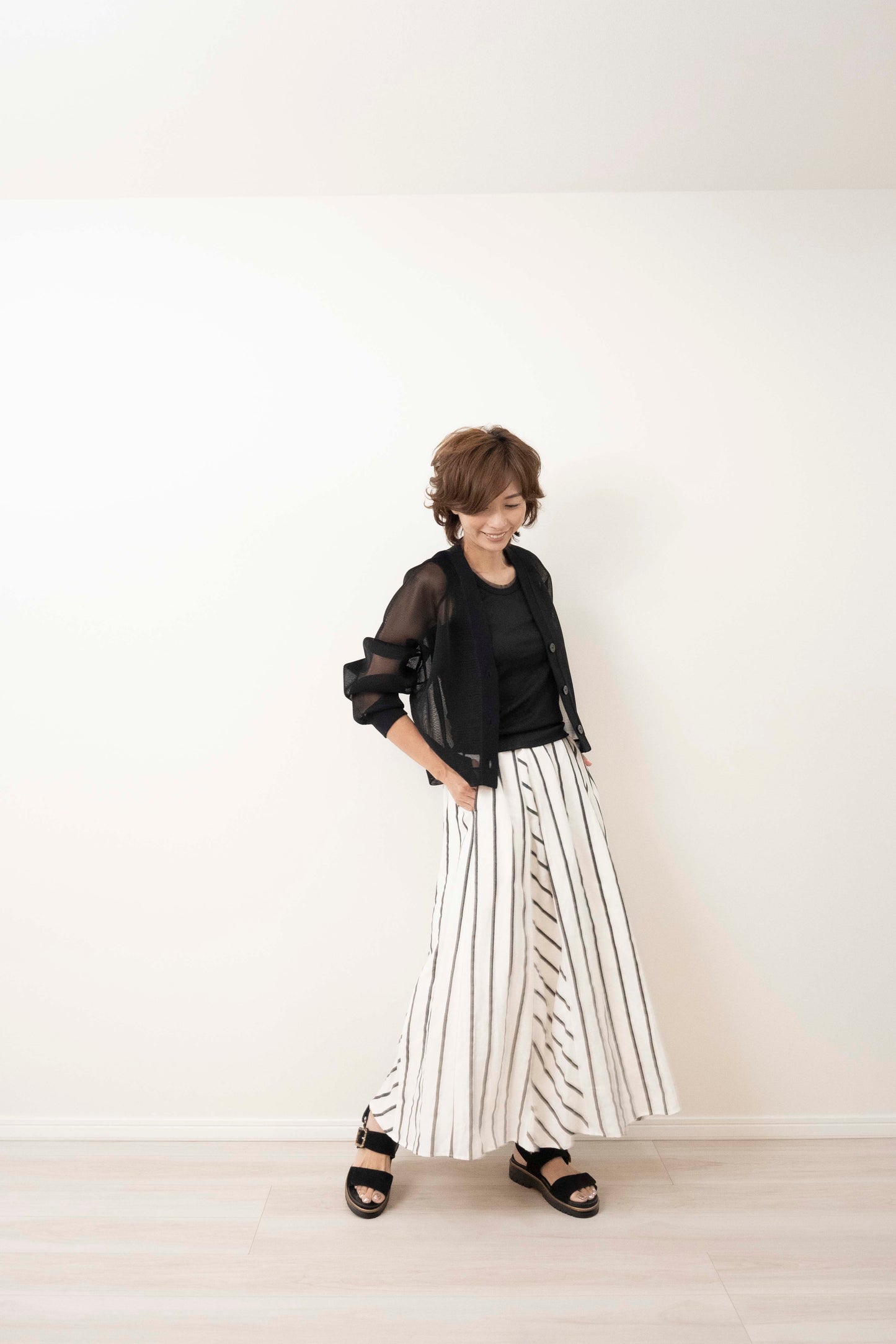 Bias Switching Stripe Skirt