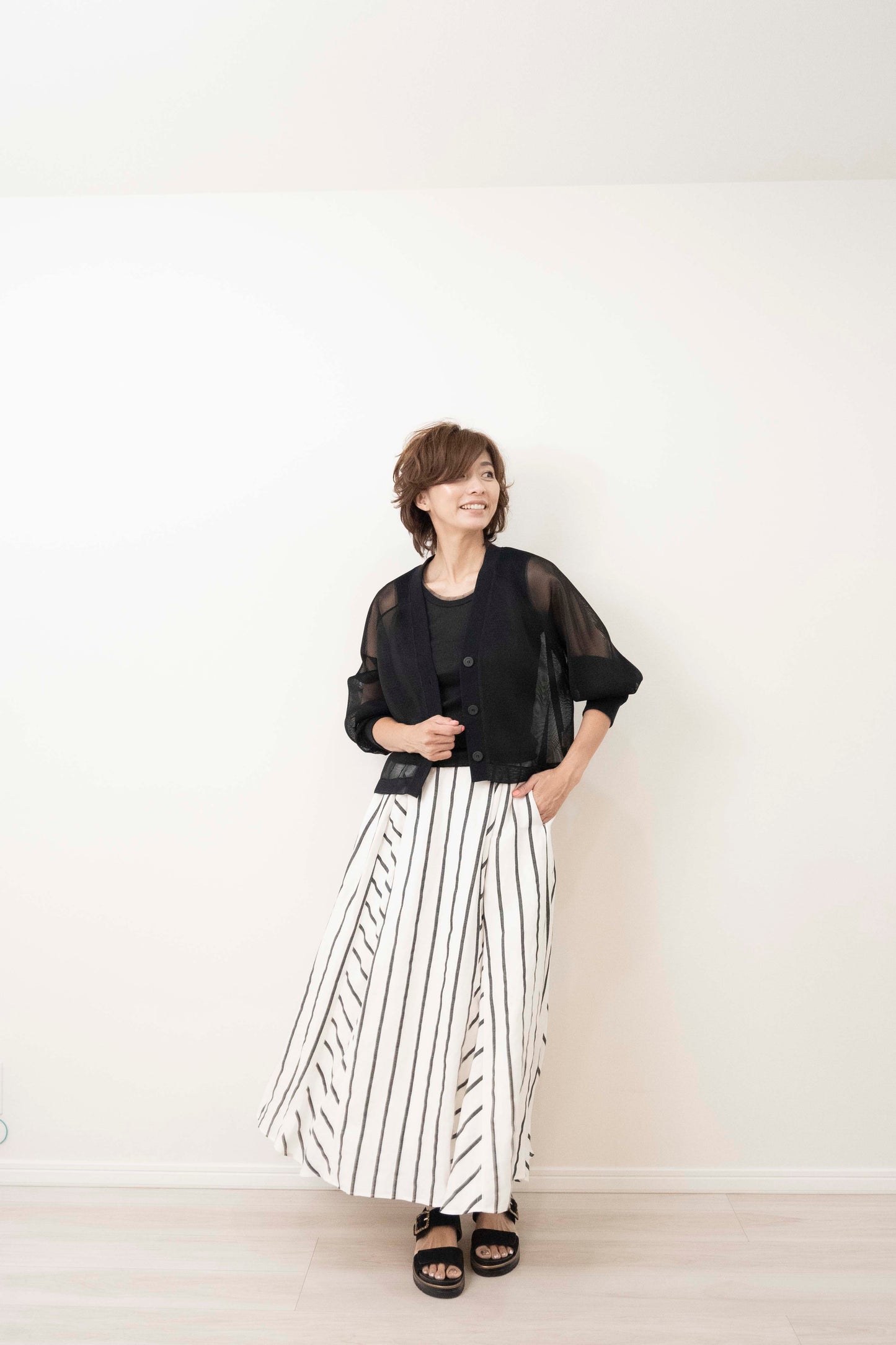 Bias Switching Stripe Skirt