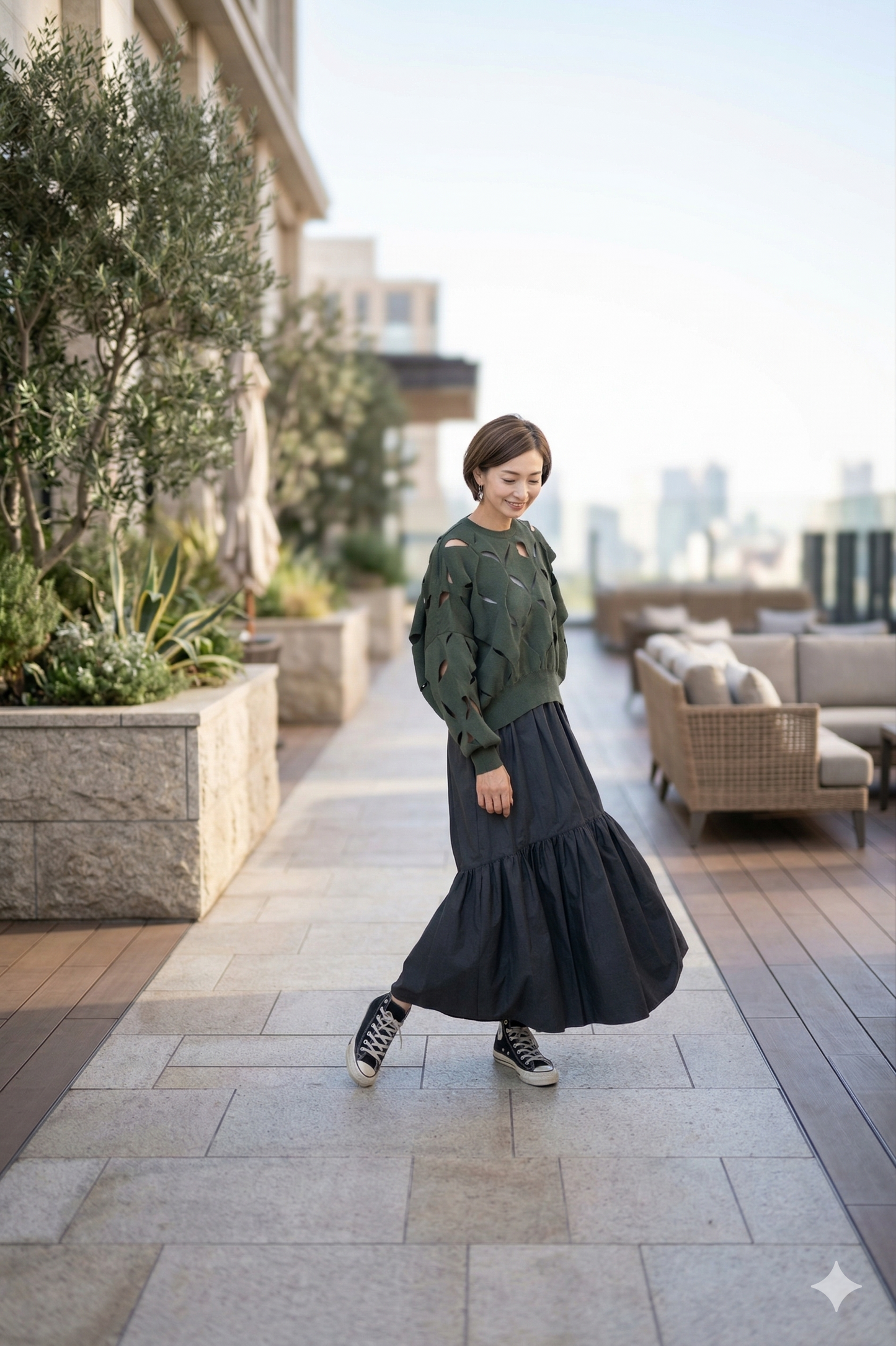 Leather-like Tiered Skirt