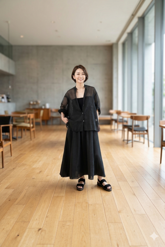 Airy band collar shirts