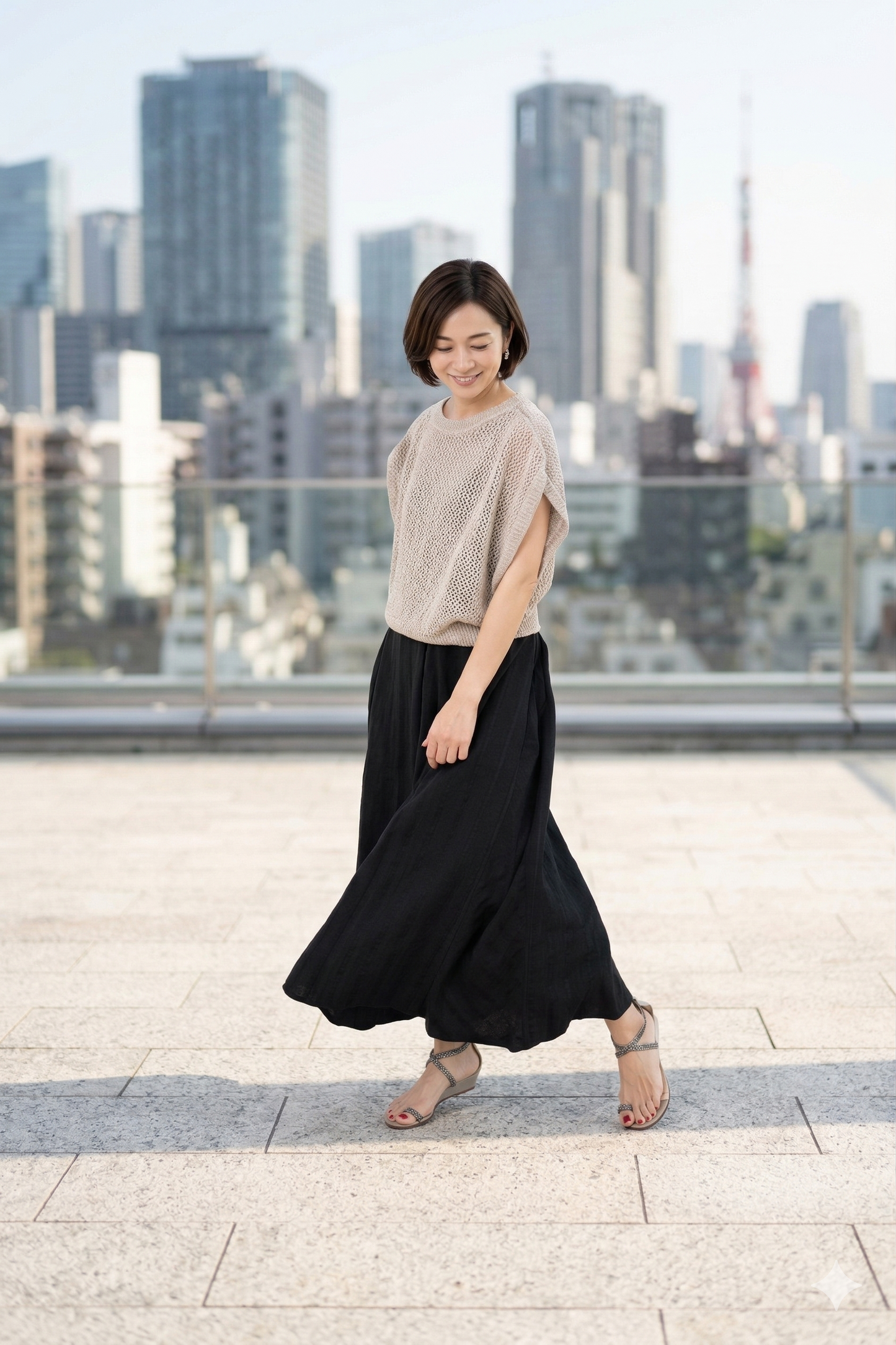 Bias Switching Stripe Skirt