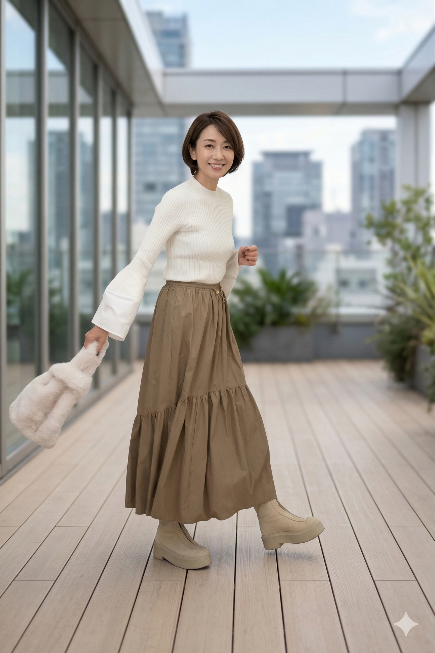 Leather-like Tiered Skirt