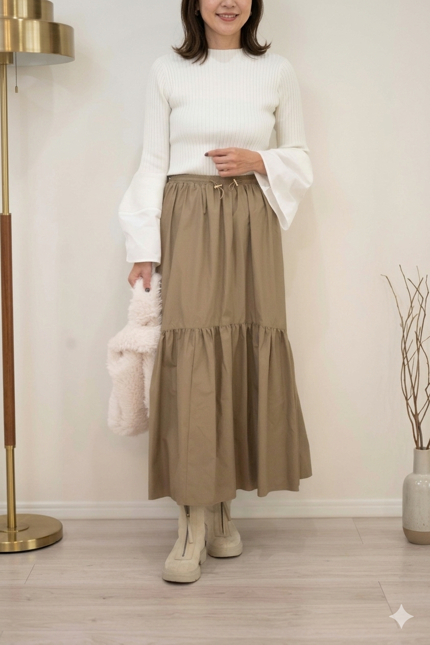 Leather-like Tiered Skirt