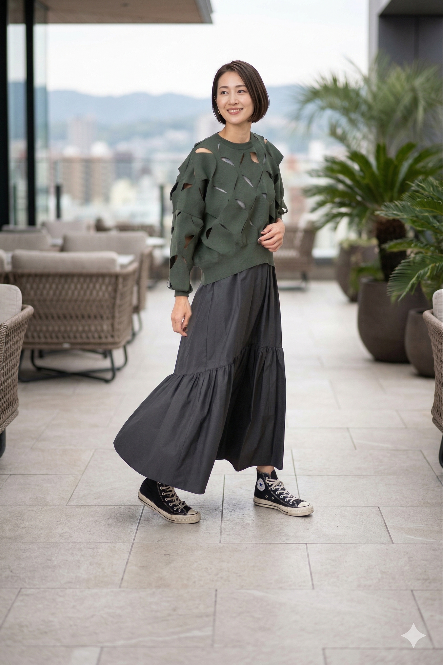 Leather-like Tiered Skirt