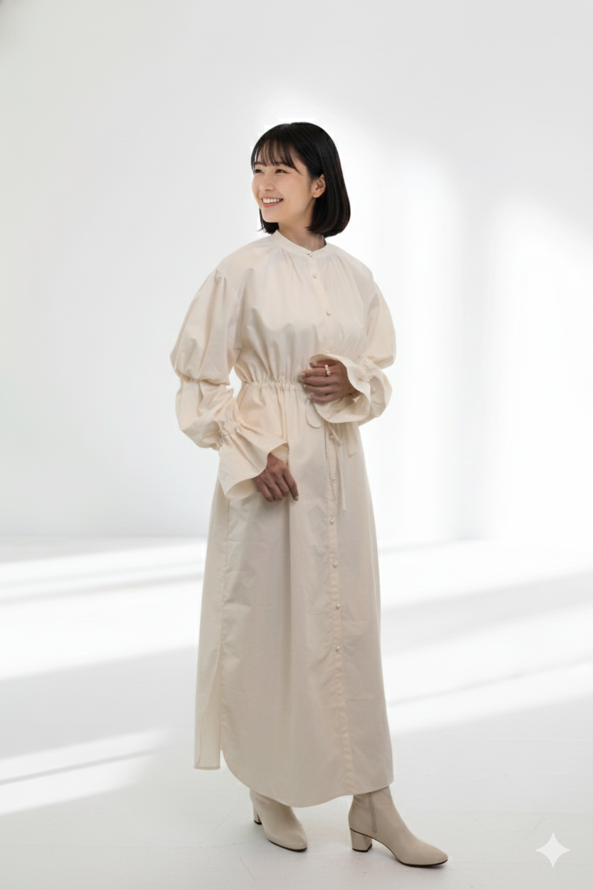 volume sleeve shirt  dress　