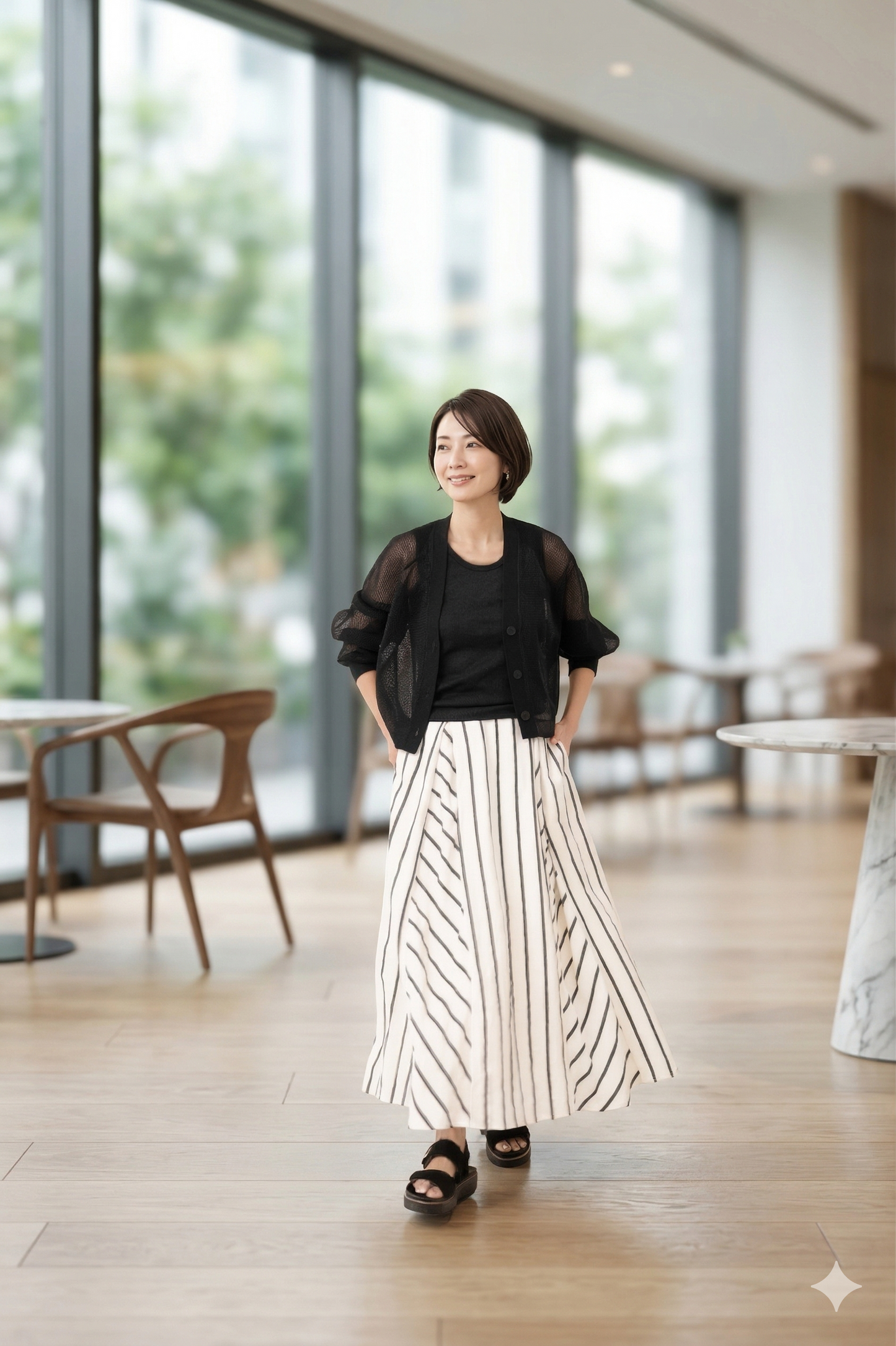 Bias Switching Stripe Skirt
