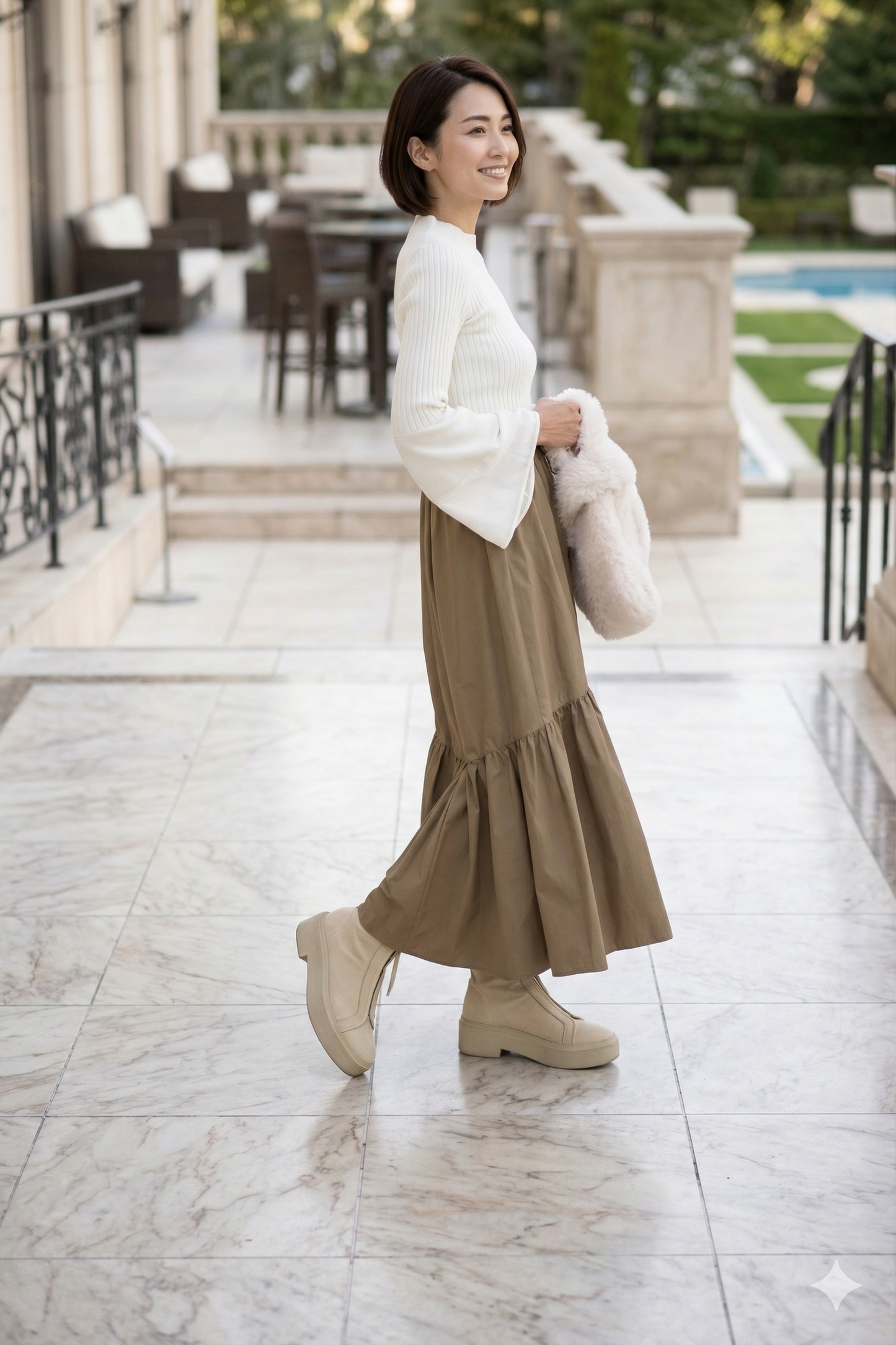 Leather-like Tiered Skirt