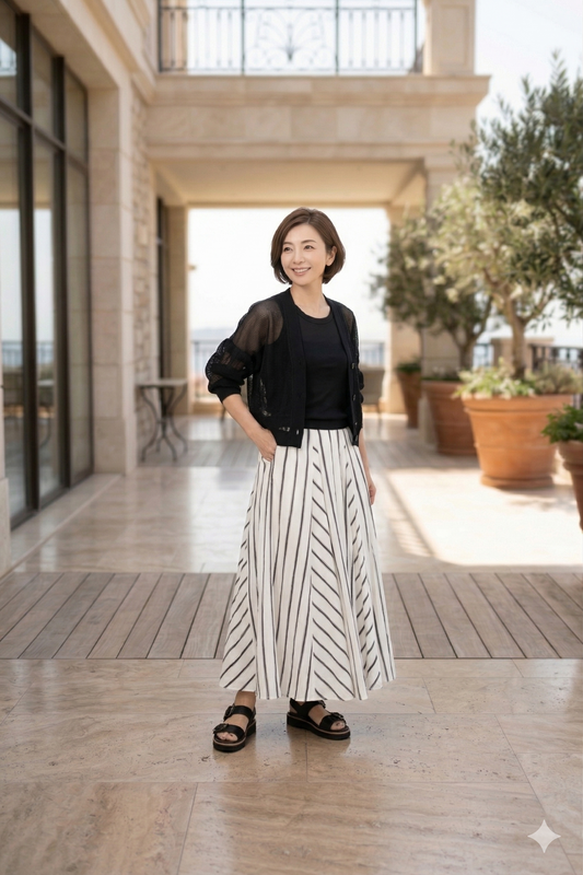 Bias Switching Stripe Skirt