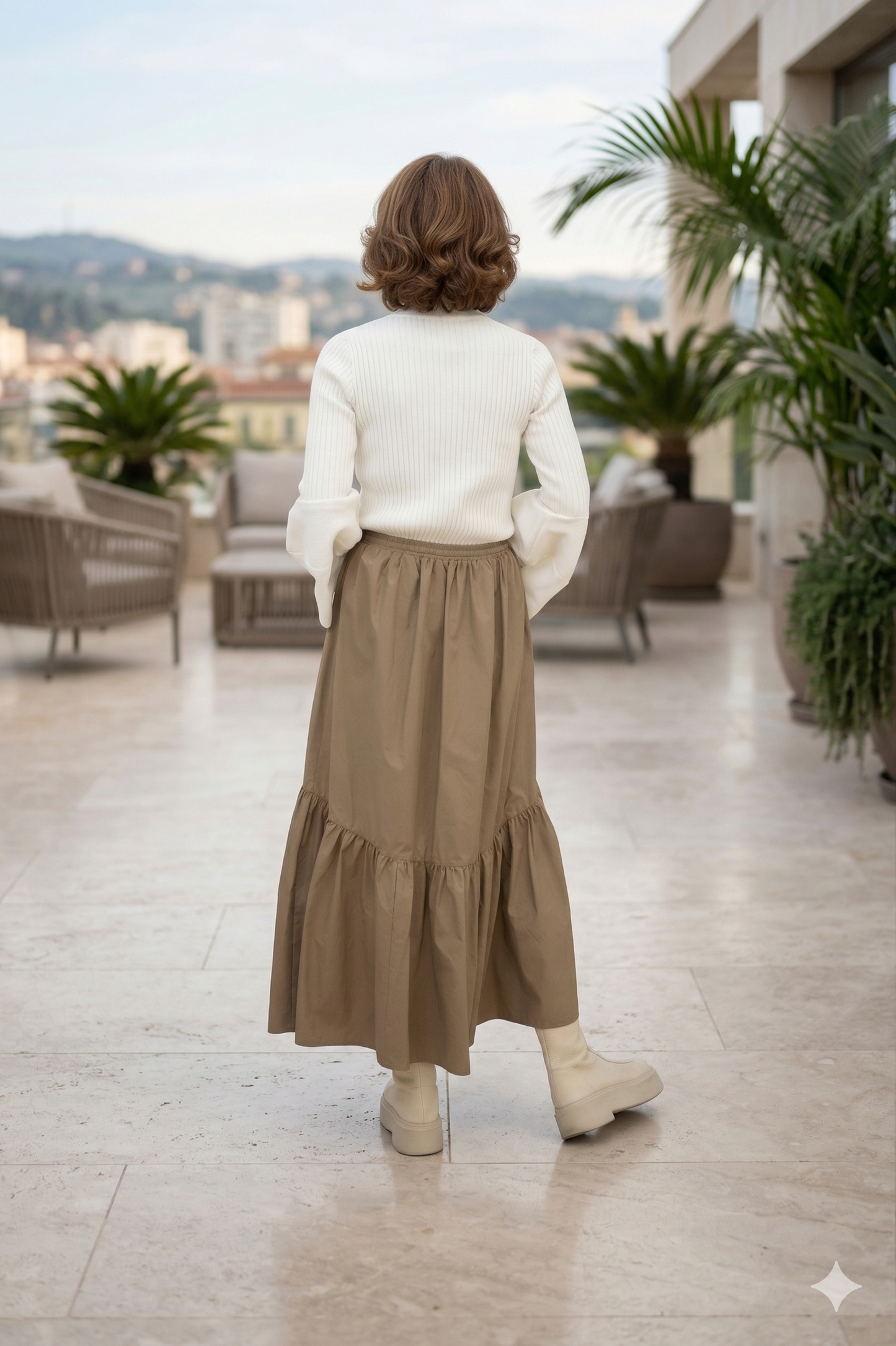 Leather-like Tiered Skirt