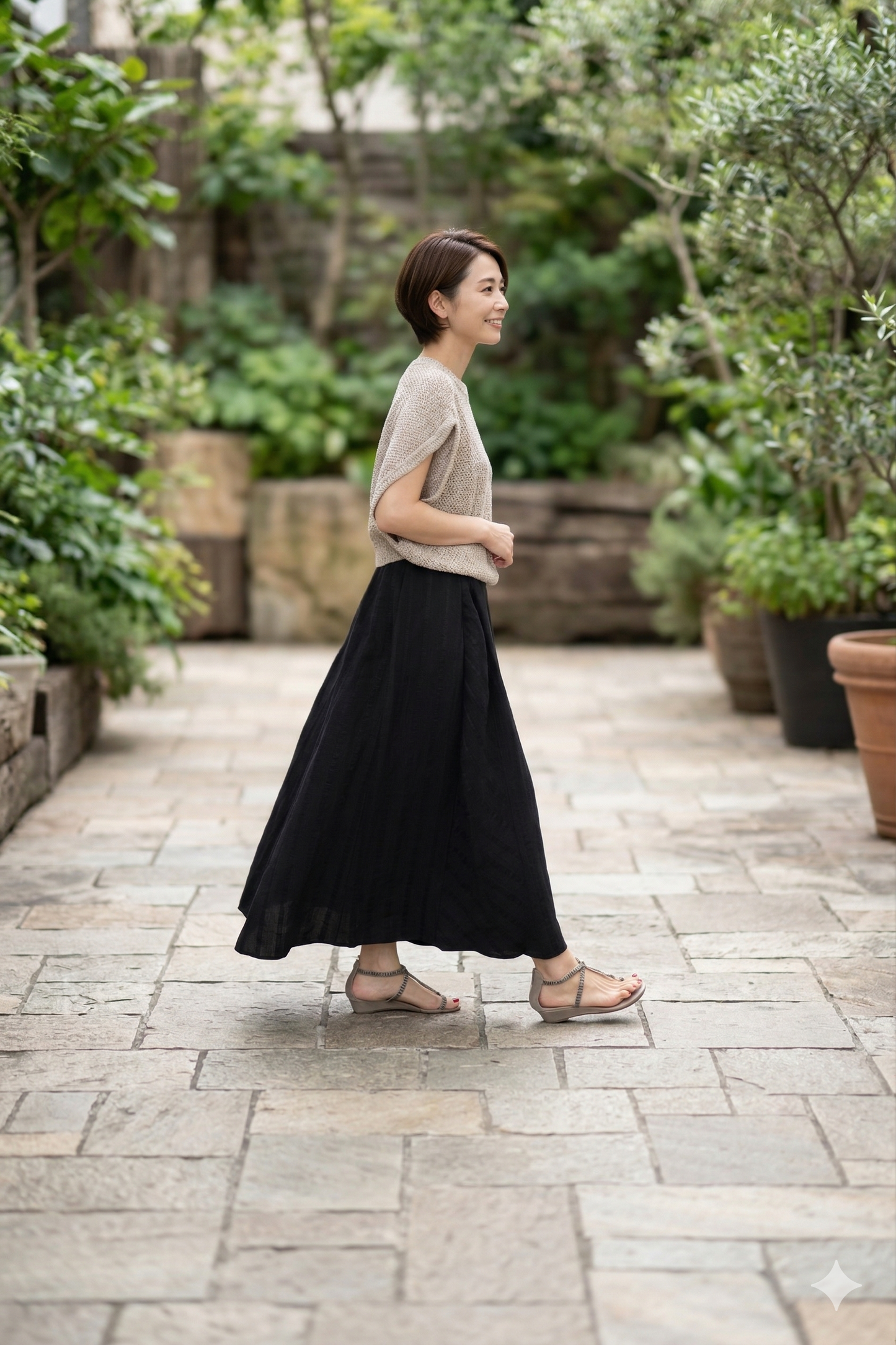 Bias Switching Stripe Skirt