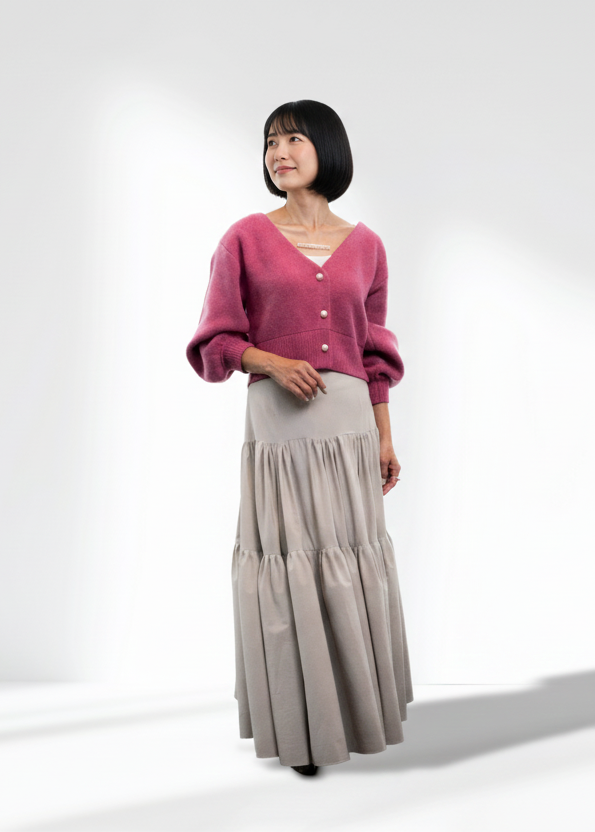 W-Jacquard 2way knit cardigan