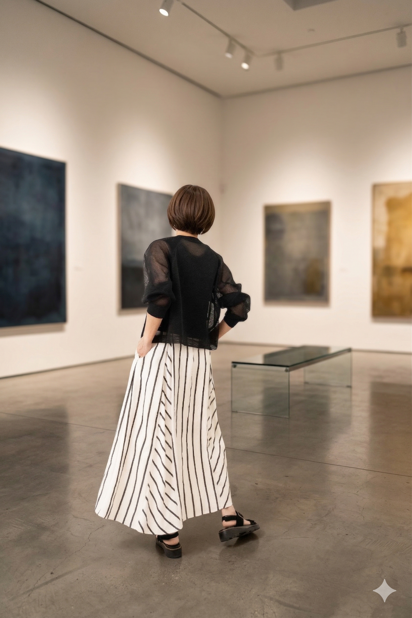 Bias Switching Stripe Skirt