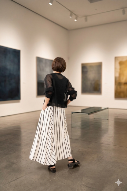 Bias Switching Stripe Skirt