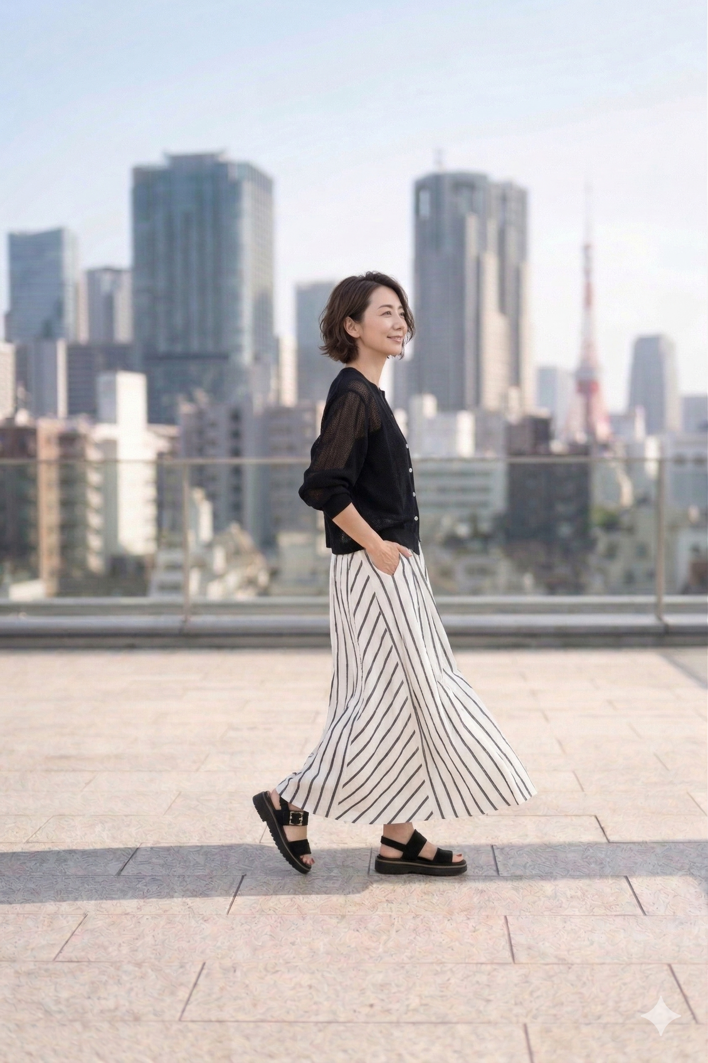 Bias Switching Stripe Skirt