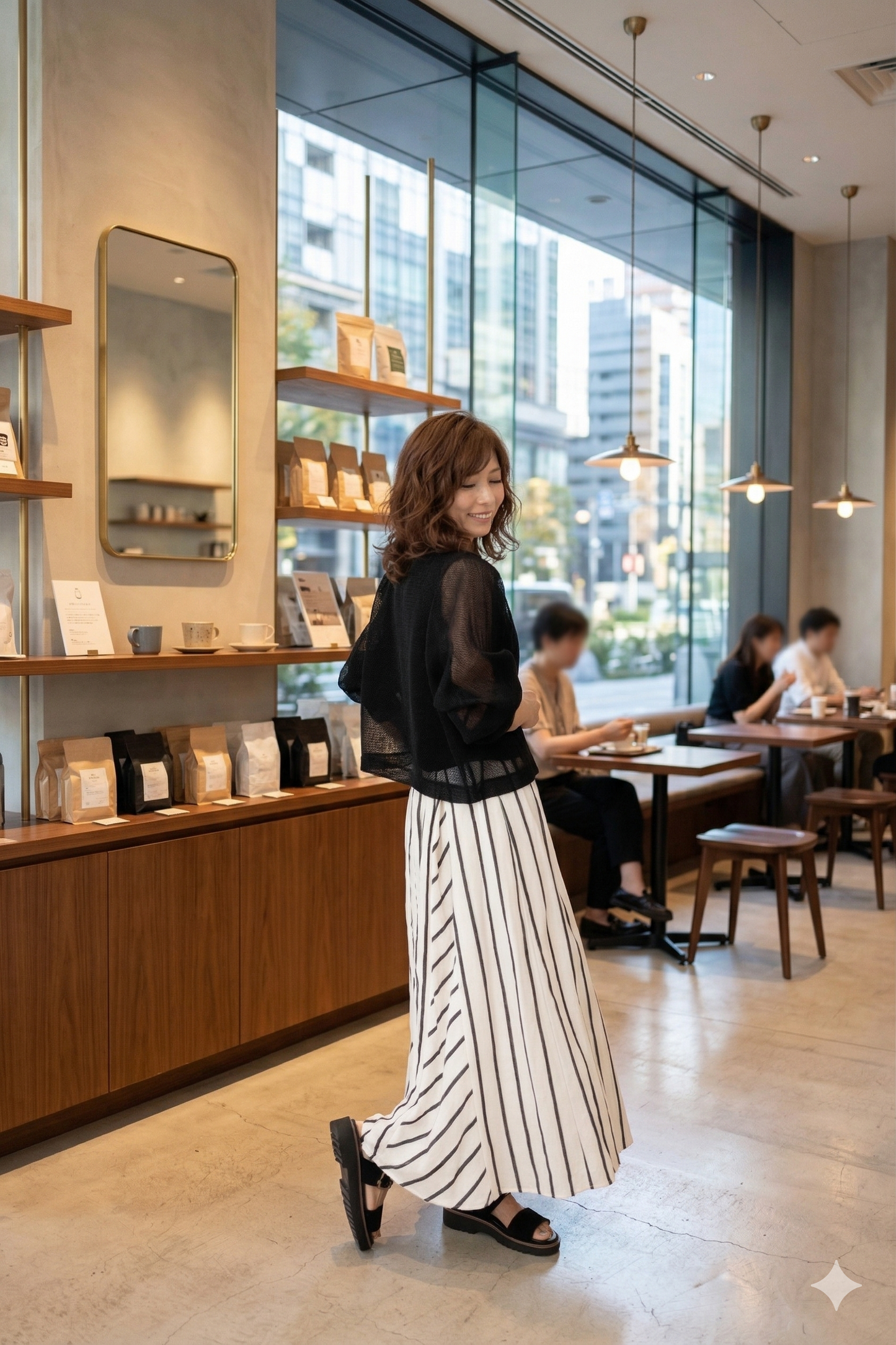 Bias Switching Stripe Skirt