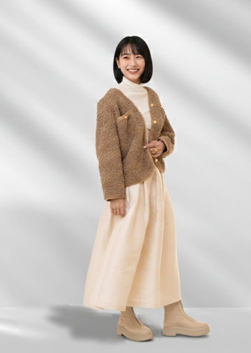 FAUX MOUTON COLLARLESS JACKET