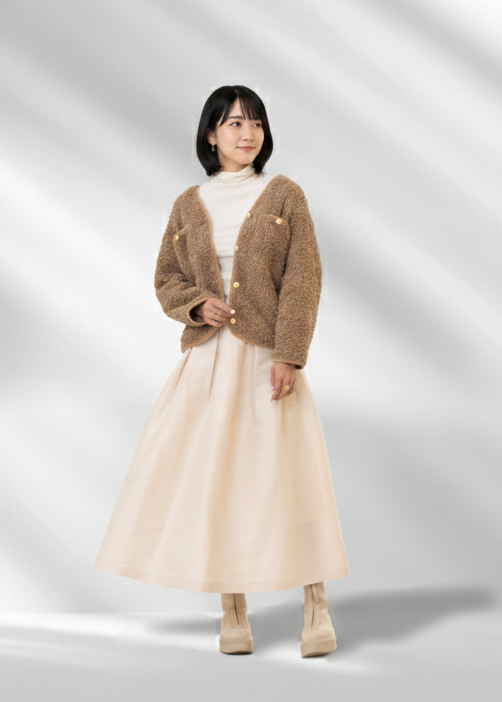 FAUX MOUTON COLLARLESS JACKET